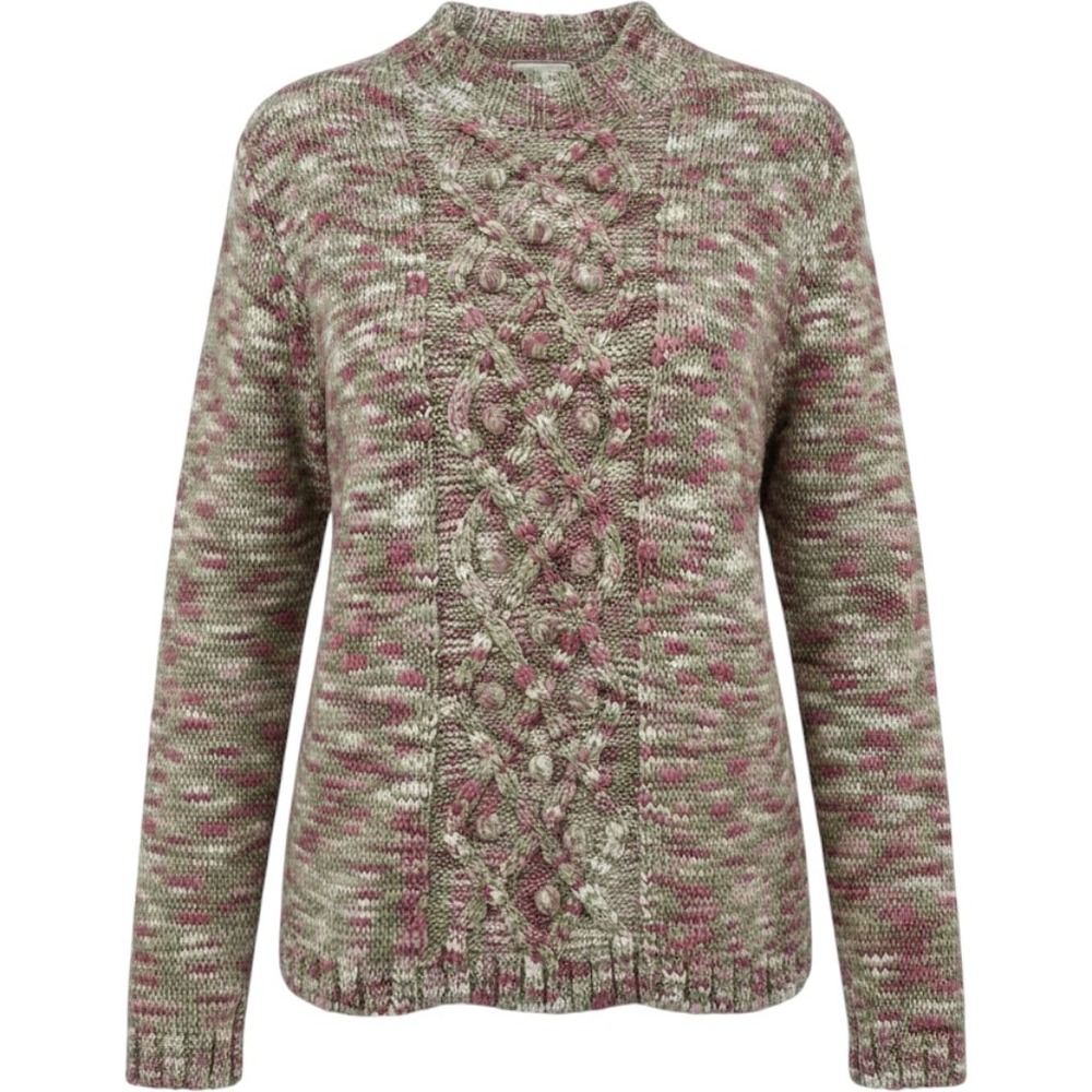 Napa Valley Cottagecore Sweater Cable Knit Pink Green Cream Vintage Cozy Medium